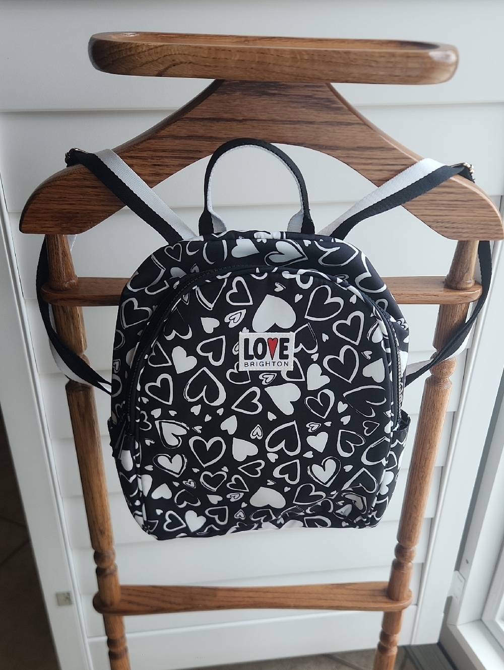 Brighton Black and White Heart Print Mini Backpack